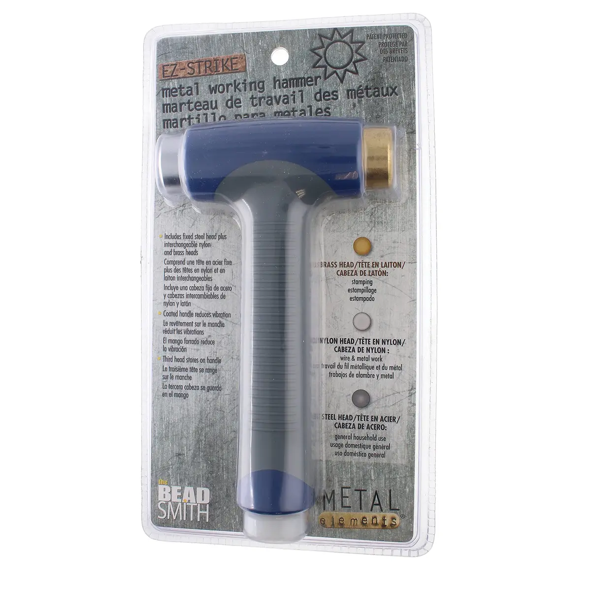 The Beadsmith EZ-Strike Hammer - Metal Elements Patent Protected Metal Working Hammer - Interchangeable Heads - 6.5” x 3.75” - Ergonomic Handle - Use for Stamping Jewelry, Leather & Wood - view 2