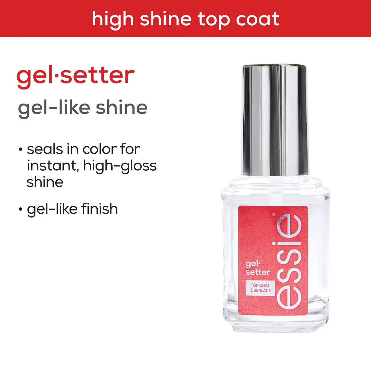essie Gel Setter Top Coat Nail Polish 13ml (0.46 fl oz) | Gel-Like Finish & Chip Resistance - view 4