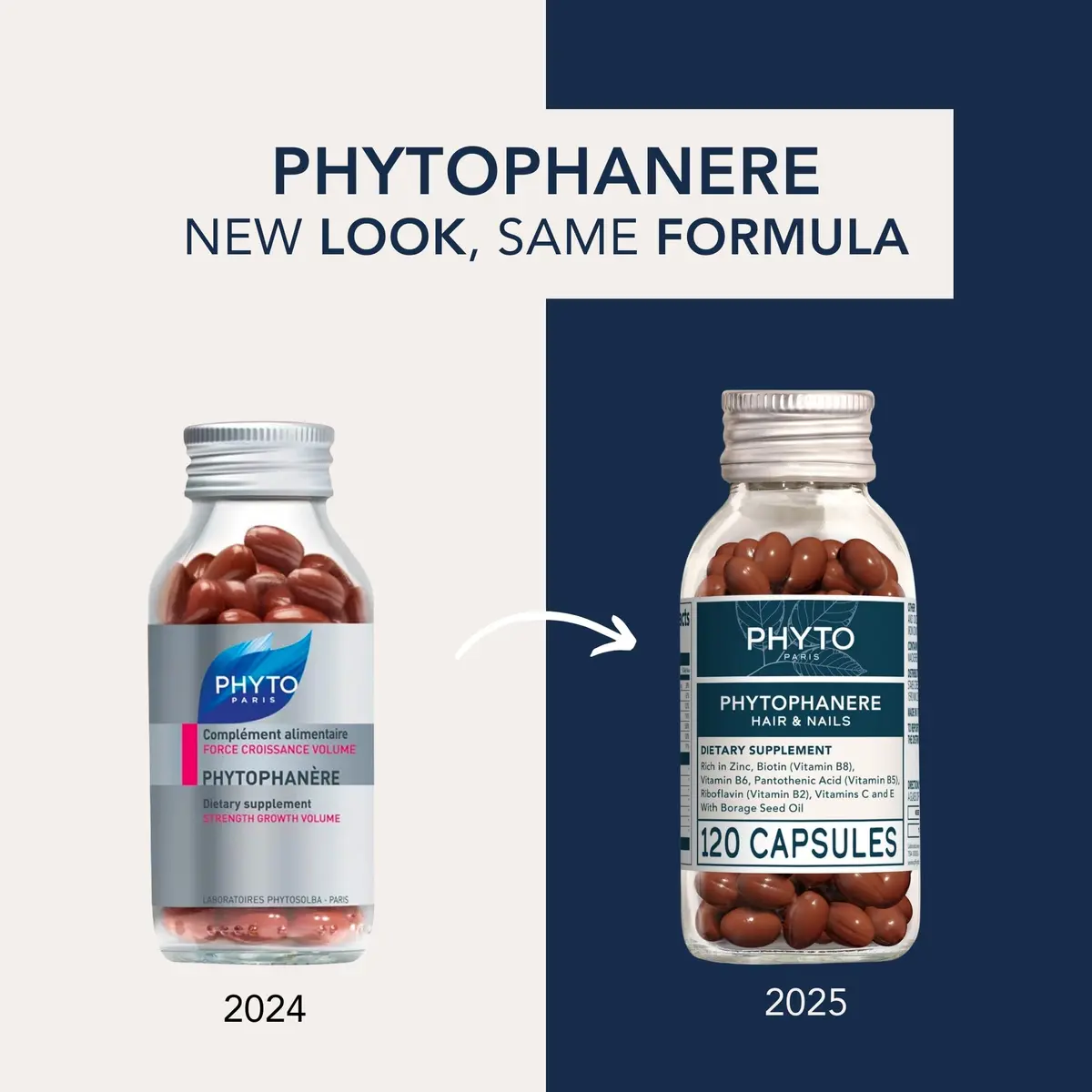 PHYTO Phytophanère Hair Growth Supplement - Biotin, Omega 3 & 6, Vitamins B & C for Thicker Hair & Stronger Nails - 240 Capsules, 4-Month Supply | Supports Healthy Hair & Nails - view 2