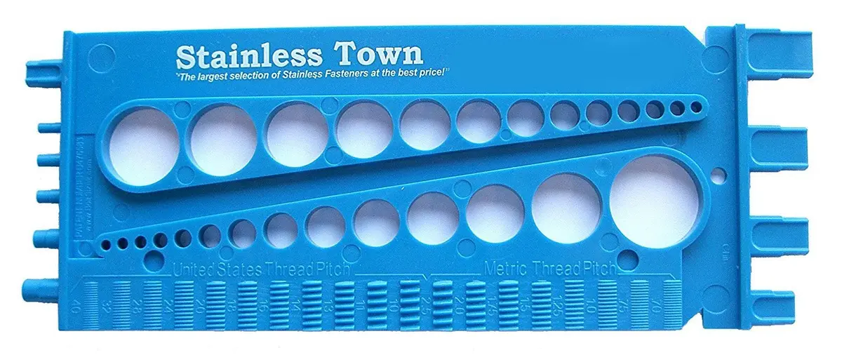 Stainlesstown Nut Bolt Thread Gauge (Blue) - Measures Diameter, Thread Pitch & Length - Fractional #4 to 1" and Metric 3mm to 22mm - Durable 1/4" Thick Hard Plastic - view 2