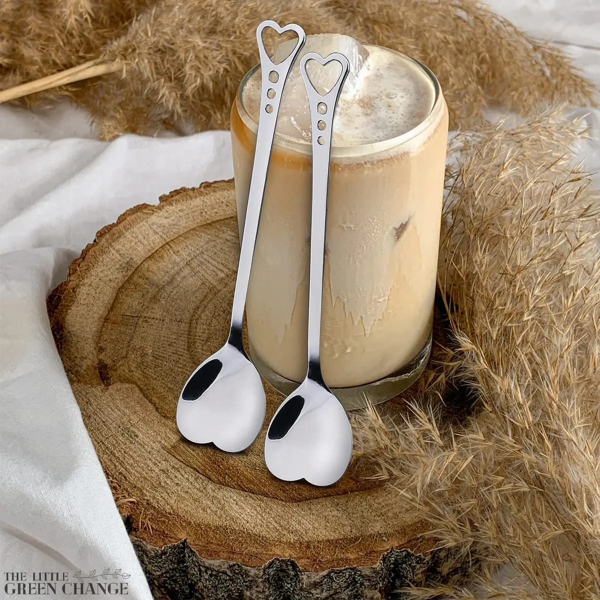 The Little Green Change Silver Heart Shaped Tea Spoons | 6 Pcs Small Coffee & Dessert Spoons, 5.6" - view 7