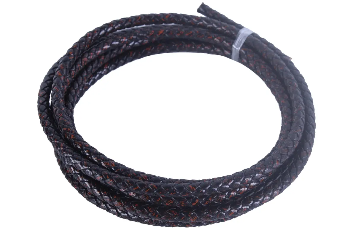 KONMAY 5mm Antique Brown Braided Leather Bolo Cord, 6 Feet (1.83 m) | Genuine Leather for Jewelry Making - main product image