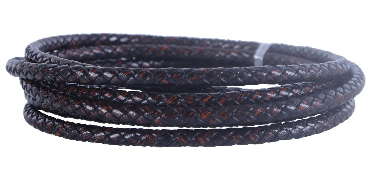 KONMAY 5mm Antique Brown Braided Leather Bolo Cord, 6 Feet (1.83 m) | Genuine Leather for Jewelry Making - view 2