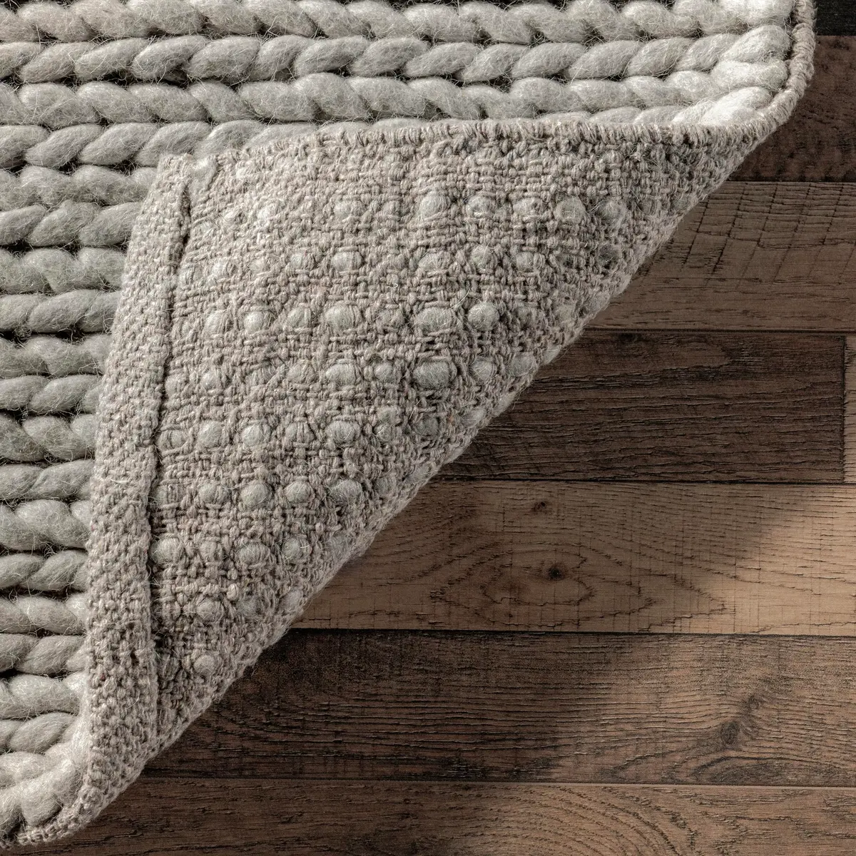 nuLOOM Penelope Light Grey Solid Hand Woven Wool Area Rug, 5' x 8' | Cozy & Durable (70-120 chars) - view 5