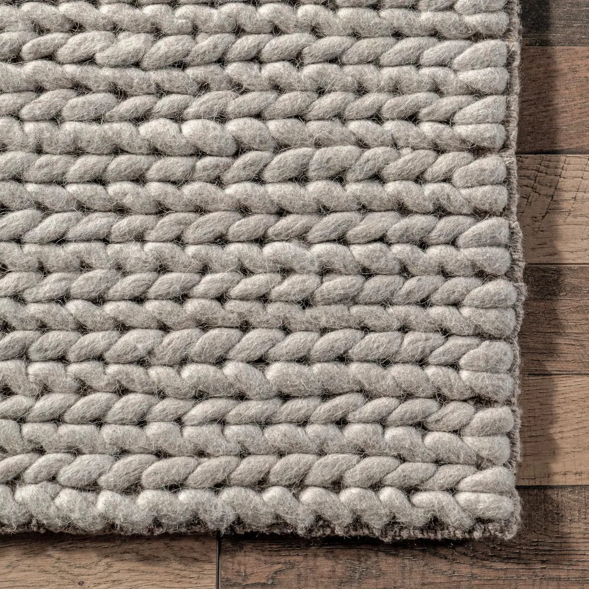nuLOOM Penelope Light Grey Solid Hand Woven Wool Area Rug, 5' x 8' | Cozy & Durable (70-120 chars) - view 7