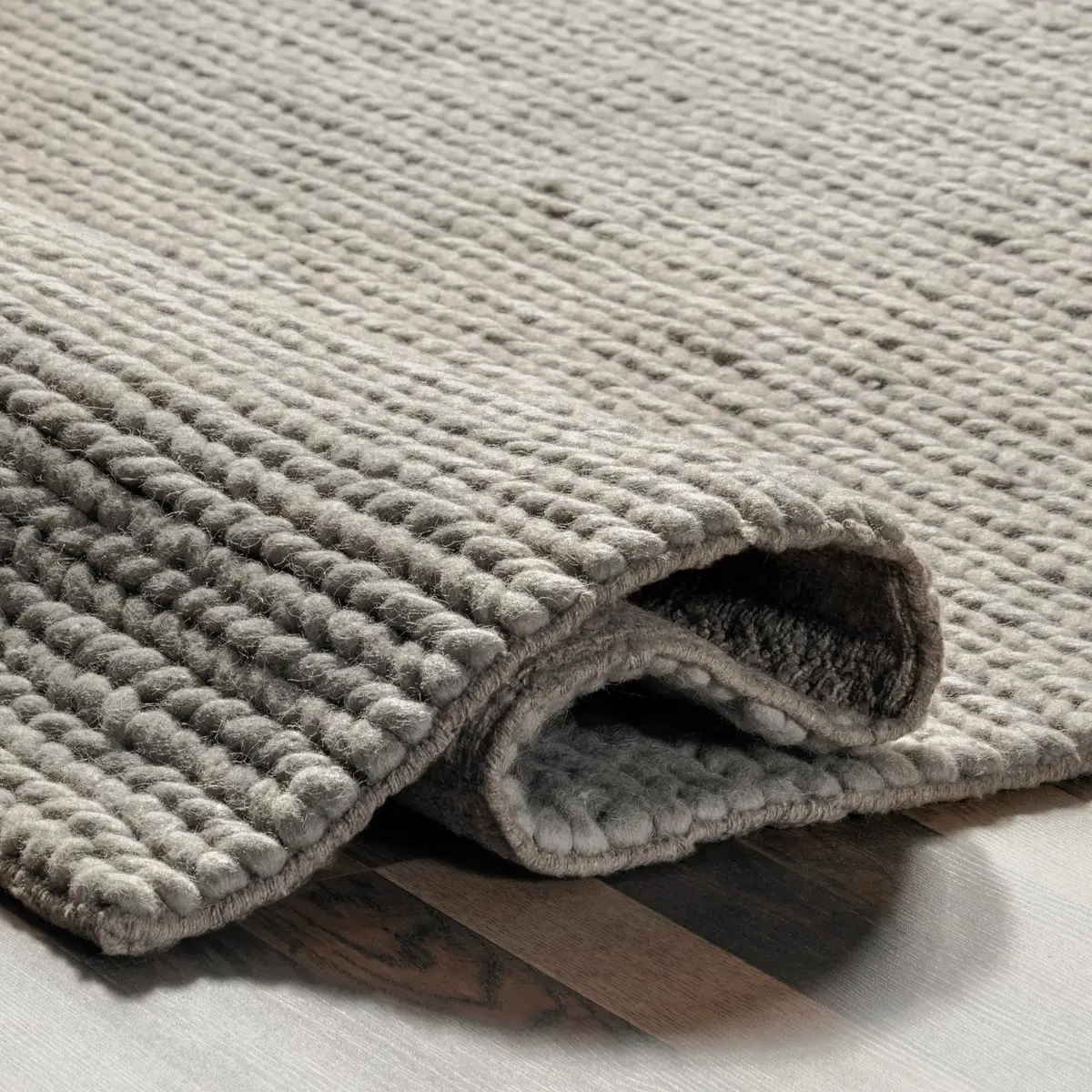 nuLOOM Penelope Light Grey Solid Hand Woven Wool Area Rug, 5' x 8' | Cozy & Durable (70-120 chars) - view 9