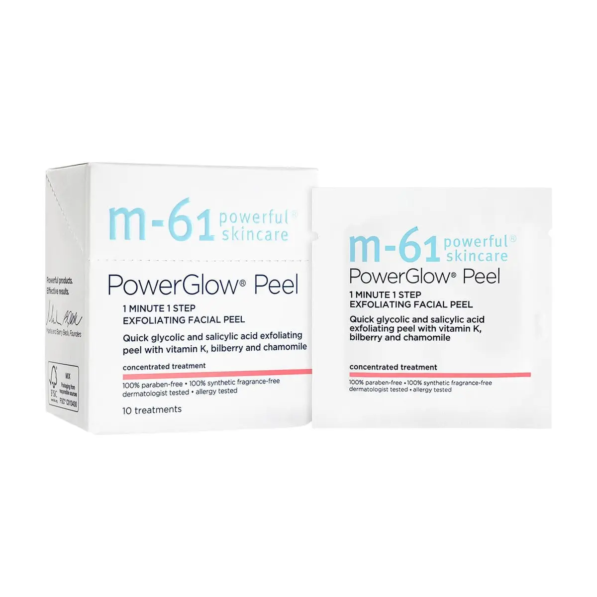 m-61 PowerGlow Peel Exfoliating Facial Peel 10 Treatments | 1-Minute, At-Home Skin Resurfacing - main product image