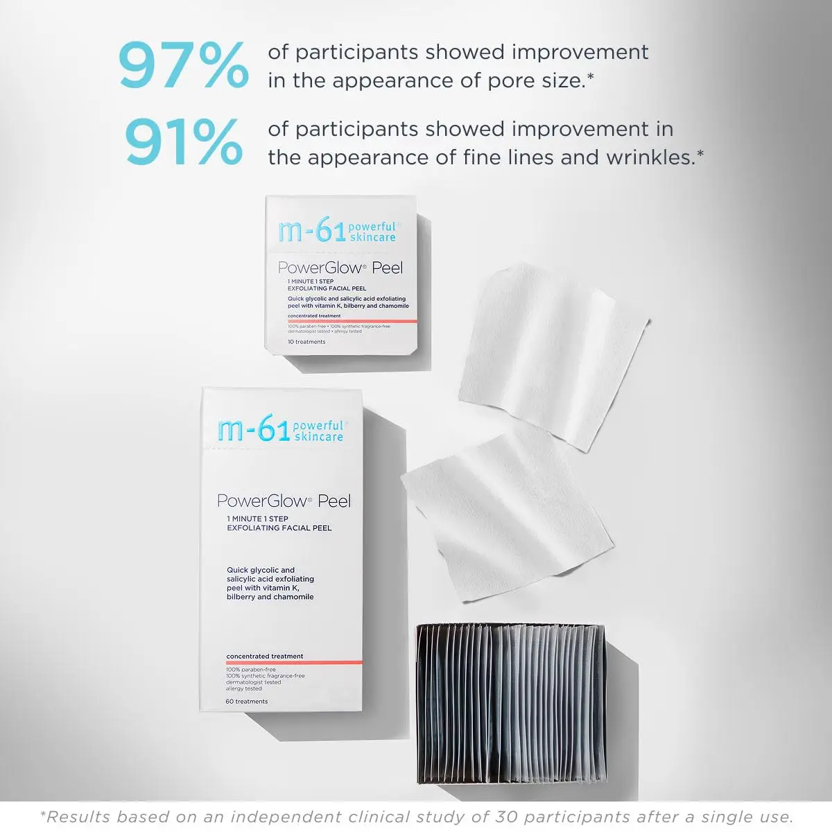 m-61 PowerGlow Peel Exfoliating Facial Peel 10 Treatments | 1-Minute, At-Home Skin Resurfacing - view 7