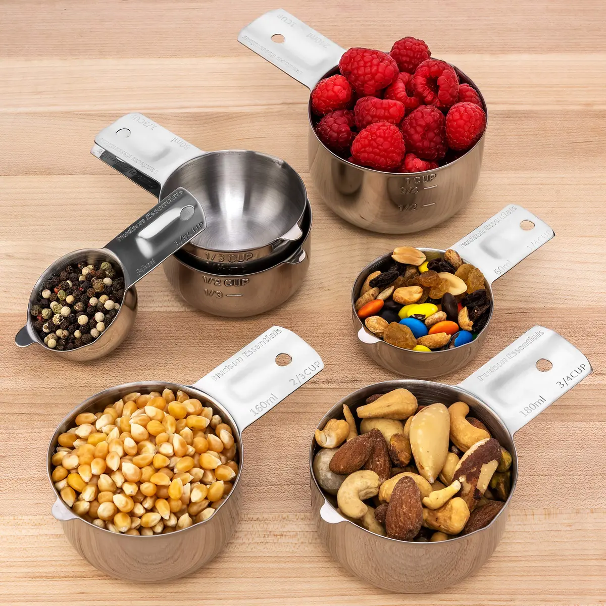 Hudson Essentials Stainless Steel Measuring Cups Set (6 Piece Set) | Durable, Dishwasher Safe, Nesting Design - view 7