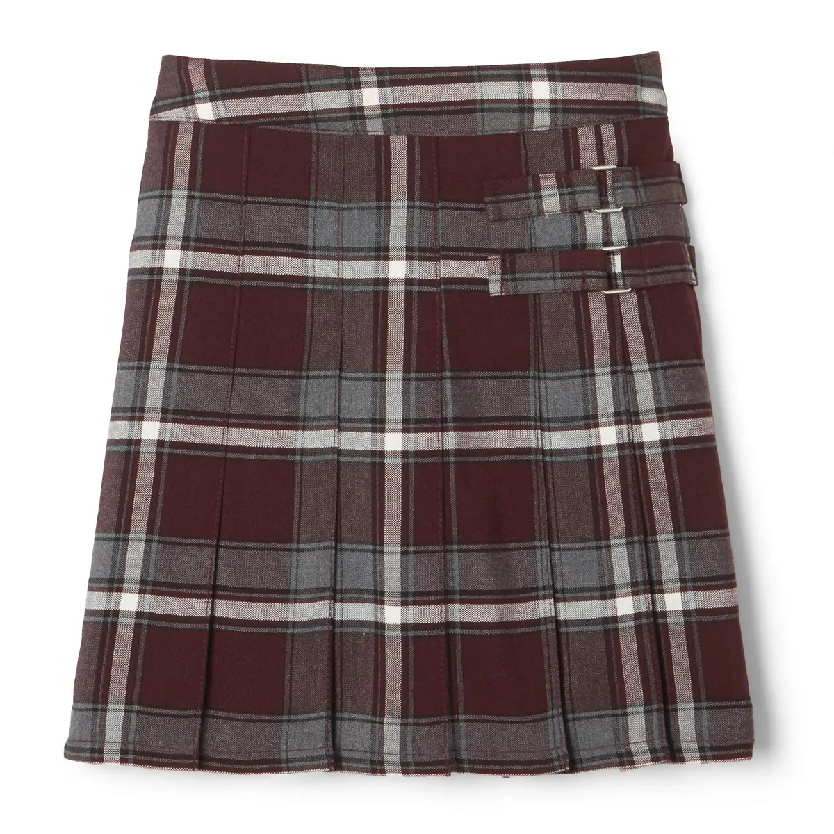 French Toast Girls' Adjustable Waist Plaid 2-Tab Scooter, Burgundy Plaid, Size 6 | Active Girl's School Skirt with Built-in Shorts - main product image