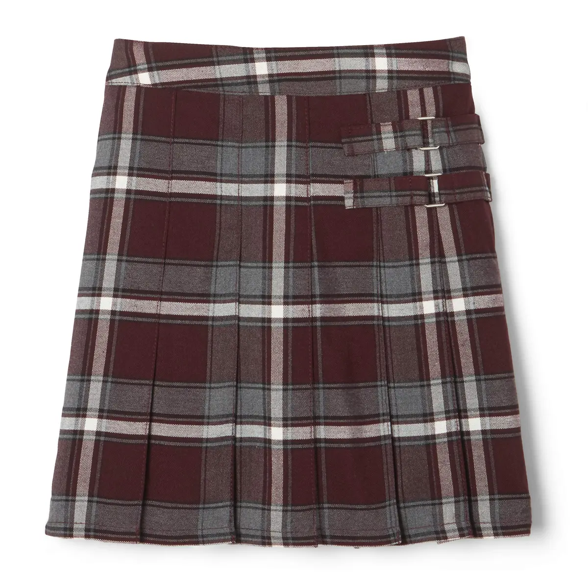 French Toast Girls' Adjustable Waist Plaid 2-Tab Scooter, Burgundy Plaid, Size 6 | Active Girl's School Skirt with Built-in Shorts - view 6