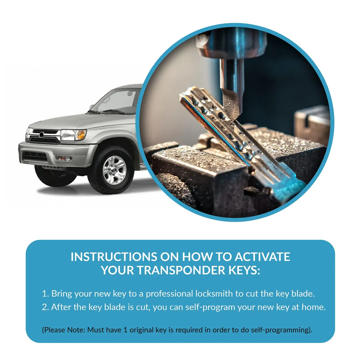 Keyless2Go Replacement for Toyota Transponder Key 4C | Uncut, DIY Programmable, 2003-2006 Camry Compatible - view 4