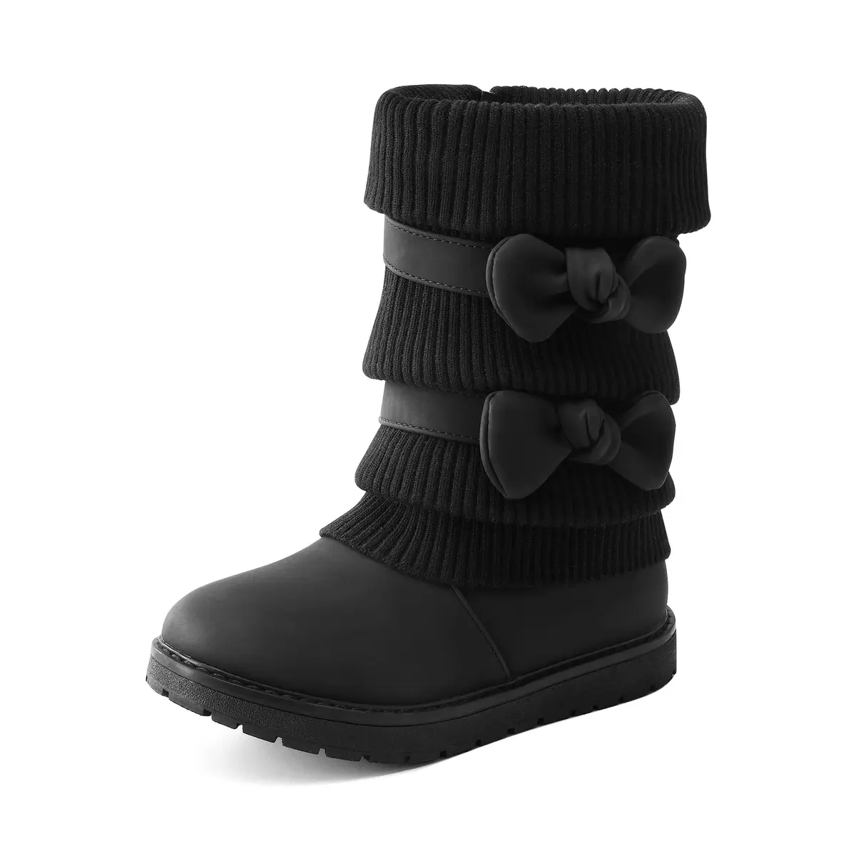 DREAM PAIRS Girls Winter Mid Calf Snow Boots, Black, 10 Toddler | Faux Fur Lined for Warmth & Style - main product image