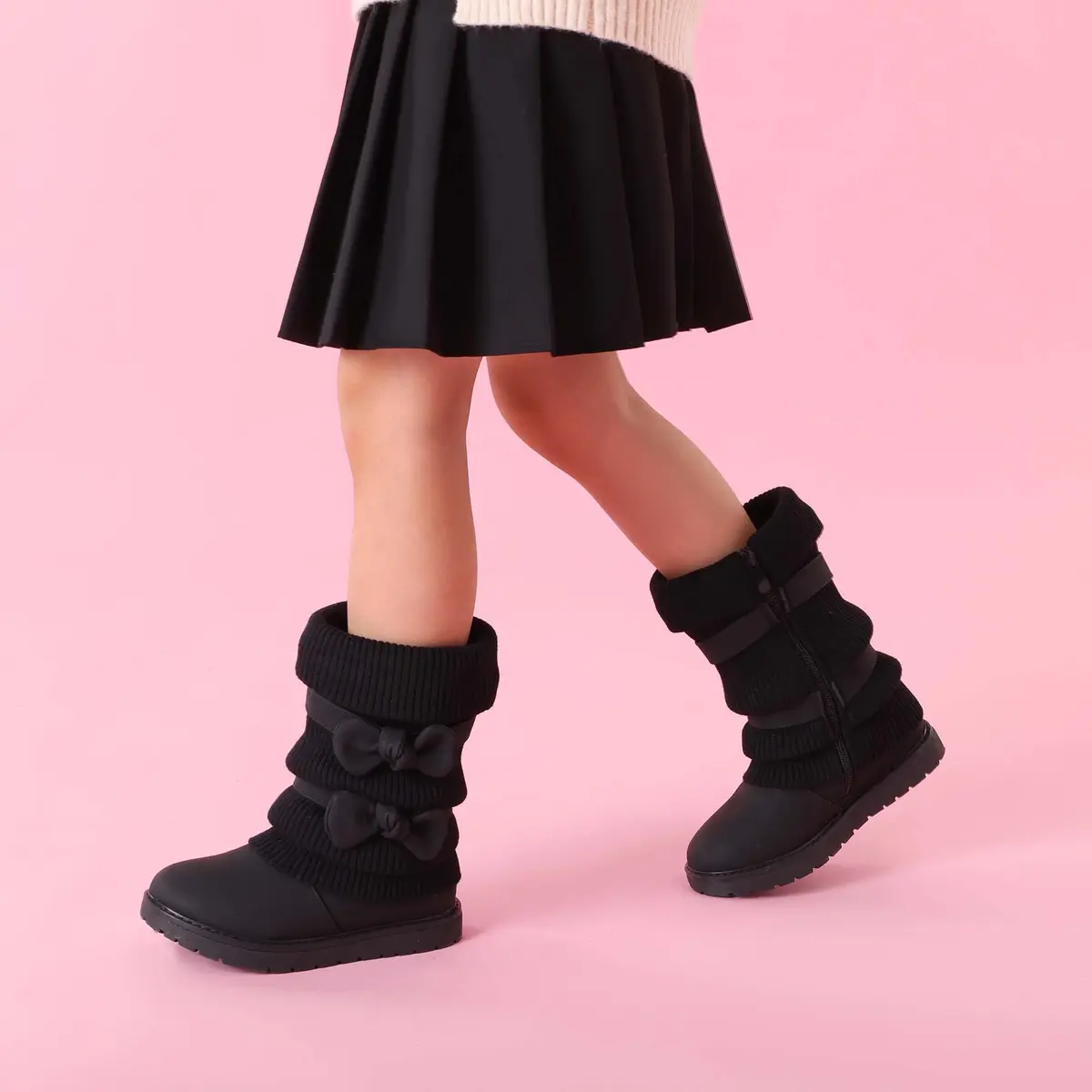 DREAM PAIRS Girls Winter Mid Calf Snow Boots, Black, 10 Toddler | Faux Fur Lined for Warmth & Style - view 2