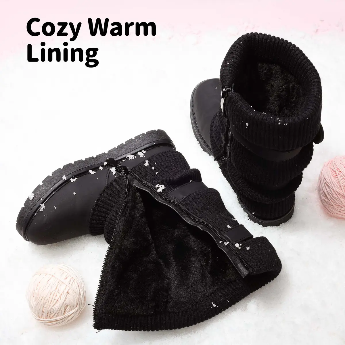 DREAM PAIRS Girls Winter Mid Calf Snow Boots, Black, 10 Toddler | Faux Fur Lined for Warmth & Style - view 4