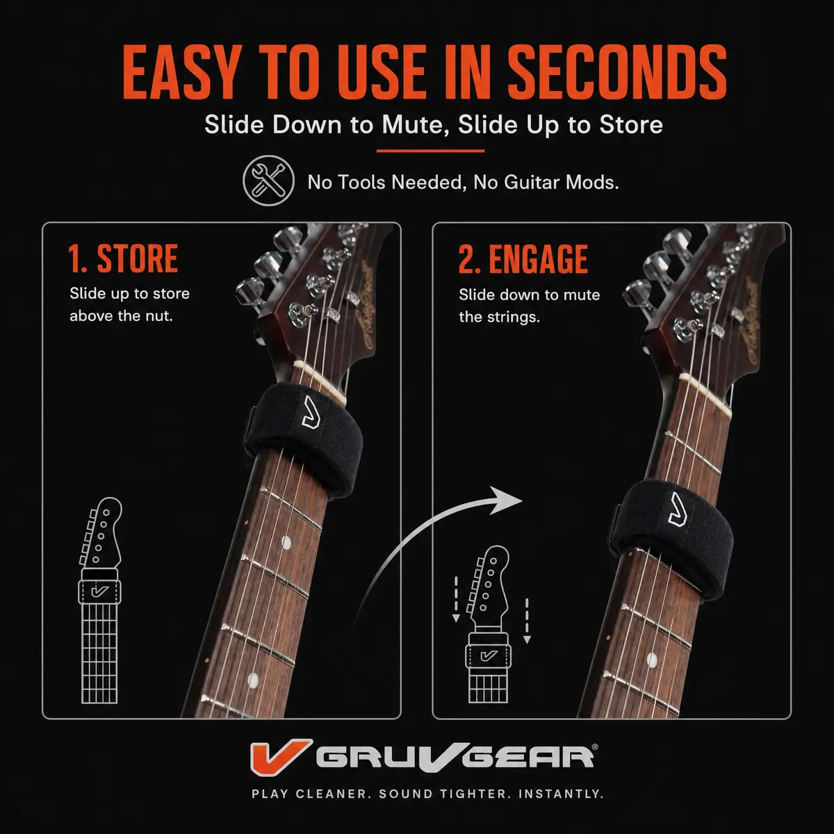Gruv Gear Fret Wrap & Guitar Mute Medium Black 1 Pack (Fits 5 String Bass, 7 String Guitar) | Eliminates Unwanted String Noise Instantly - view 6