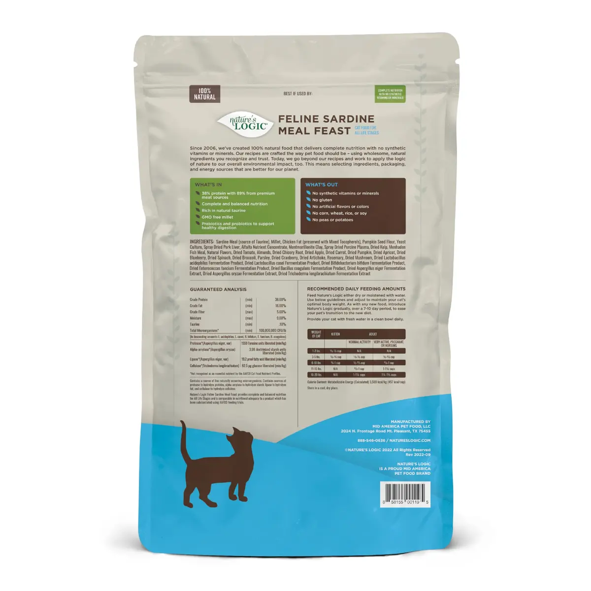 NATURE'S LOGIC Sardine Feline Meal Feast Dry Cat Food 7.7 lb | Complete & Natural Nutrition - view 3