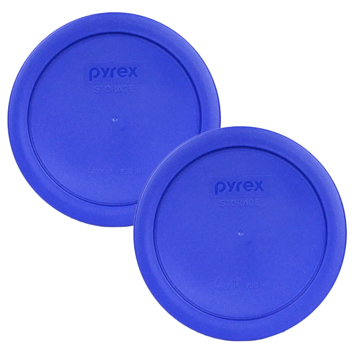 Pyrex 7201-PC 4-Cup Round Plastic Lids 950ml (2-Pack) | BPA-Free, Microwave Safe, Dishwasher Safe - main product image