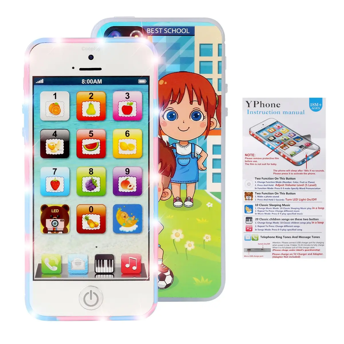 Cooplay White Smart Phone Toy Music Lullaby YPhone Touch Screen 12.5cm x 5.8cm | Educational music & language learning - view 5