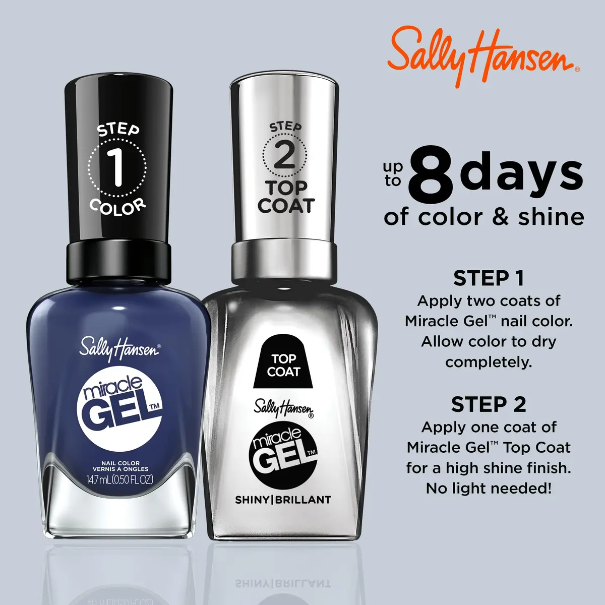Sally Hansen Miracle Gel Nail Polish 0.5 Fl Oz | No UV Needed, Long Lasting, Vegan, Opaque Navy Blue - view 2