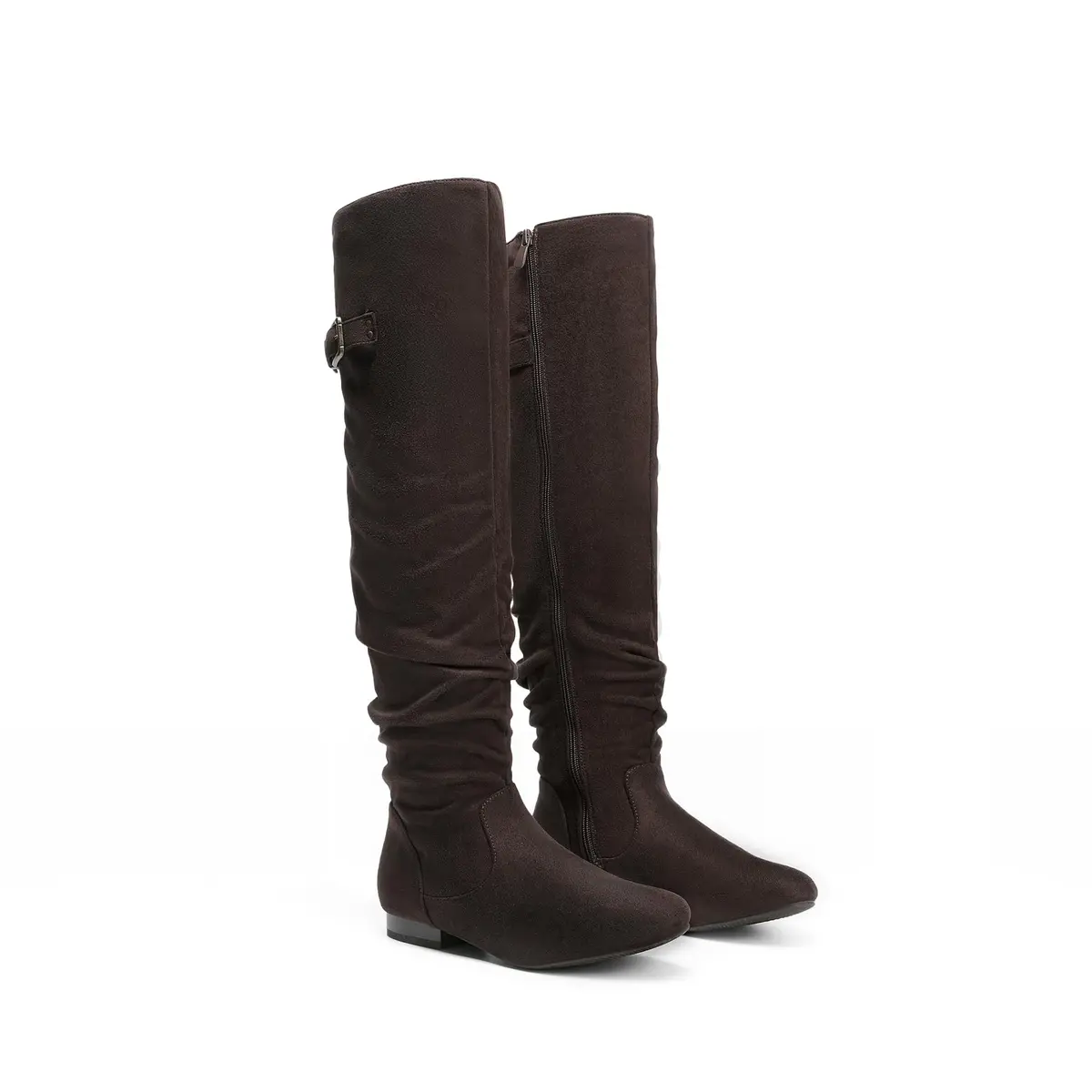 DREAM PAIRS Women's Over The Knee Flats Slouch Thigh Boots, Brown, Size 10 | Comfortable Flat Style for Cold Weather - view 5