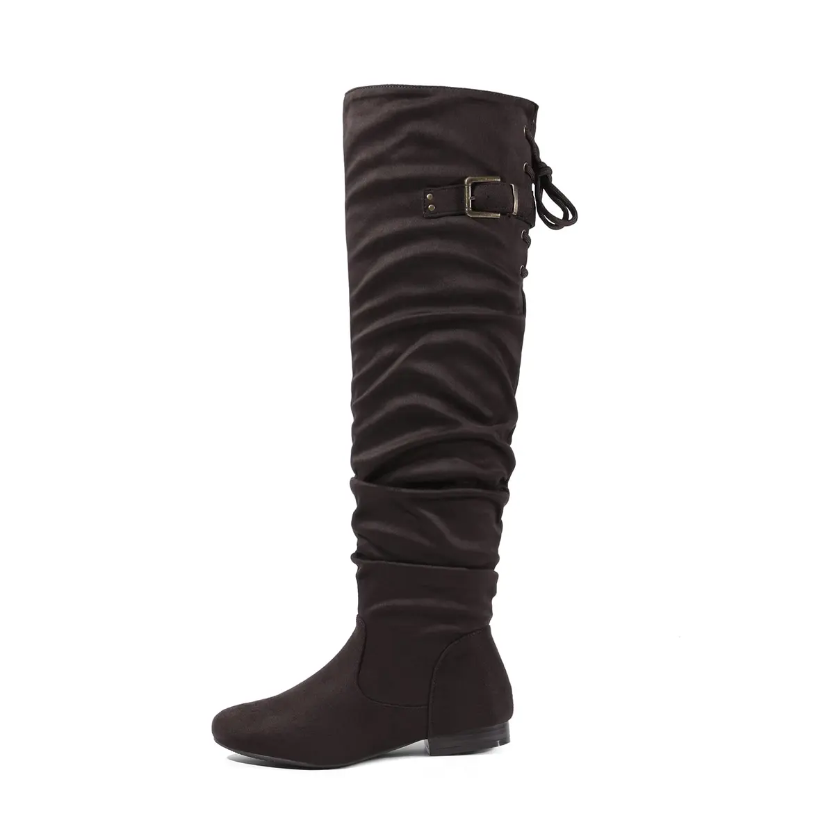 DREAM PAIRS Women's Over The Knee Flats Slouch Thigh Boots, Brown, Size 10 | Comfortable Flat Style for Cold Weather - view 4