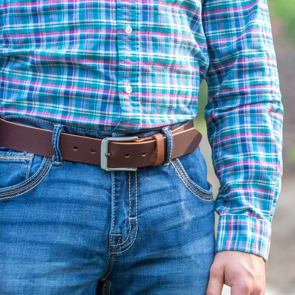Nickel Smart Roan Mountain Titanium Brown Belt - 34" | Nickel-Free, Durable Leather & Titanium Buckle - view 2