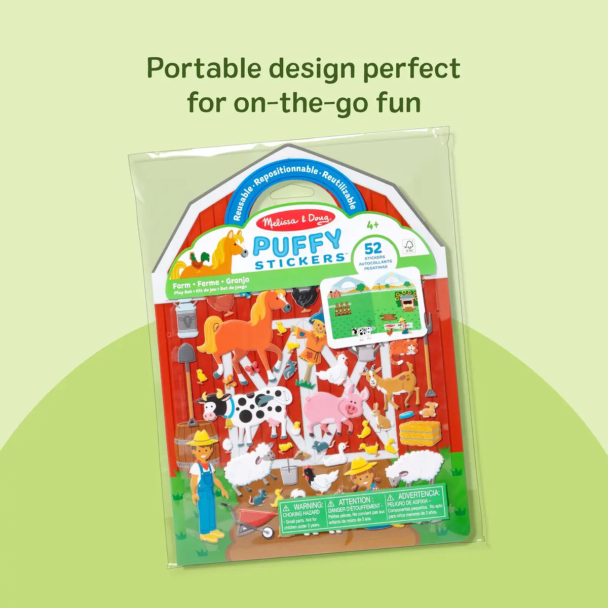 Melissa & Doug Puffy Sticker Play Set – On The Farm, 52 Reusable Stickers with 2 Scenes | Creative Farm Fun for Kids 4+ - view 6