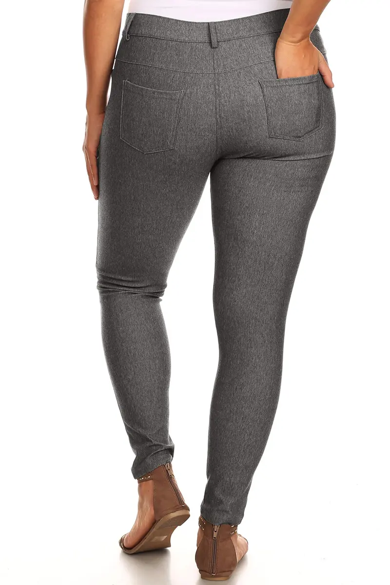 YELETE Womens Basic Five Pocket Stretch Jegging Tights Pants S/M Grey | Fitted, Breathable Cotton-Blend for All-Day Comfort - view 5