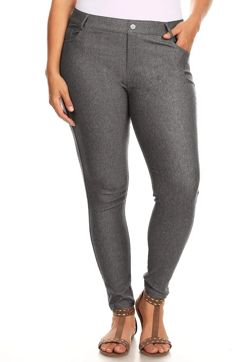 YELETE Womens Basic Five Pocket Stretch Jegging Tights Pants S/M Grey | Fitted, Breathable Cotton-Blend for All-Day Comfort - view 4