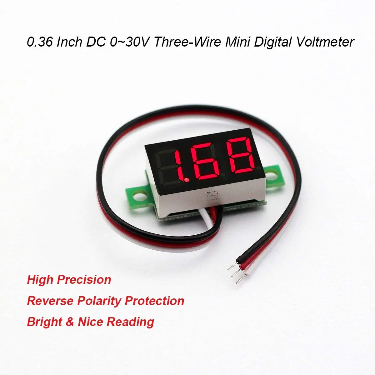 bayite Digital Volt Meter 0-30V | Calibratable, Bright Red LED Display, Reverse Polarity Protection - view 5