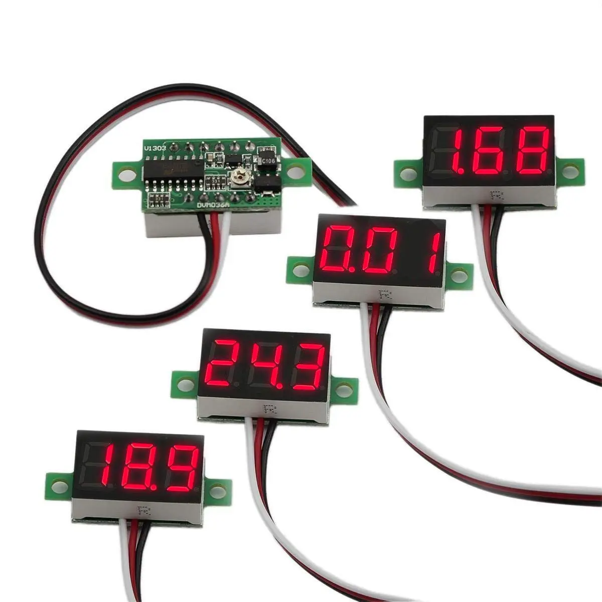 bayite Digital Volt Meter 0-30V | Calibratable, Bright Red LED Display, Reverse Polarity Protection - main product image