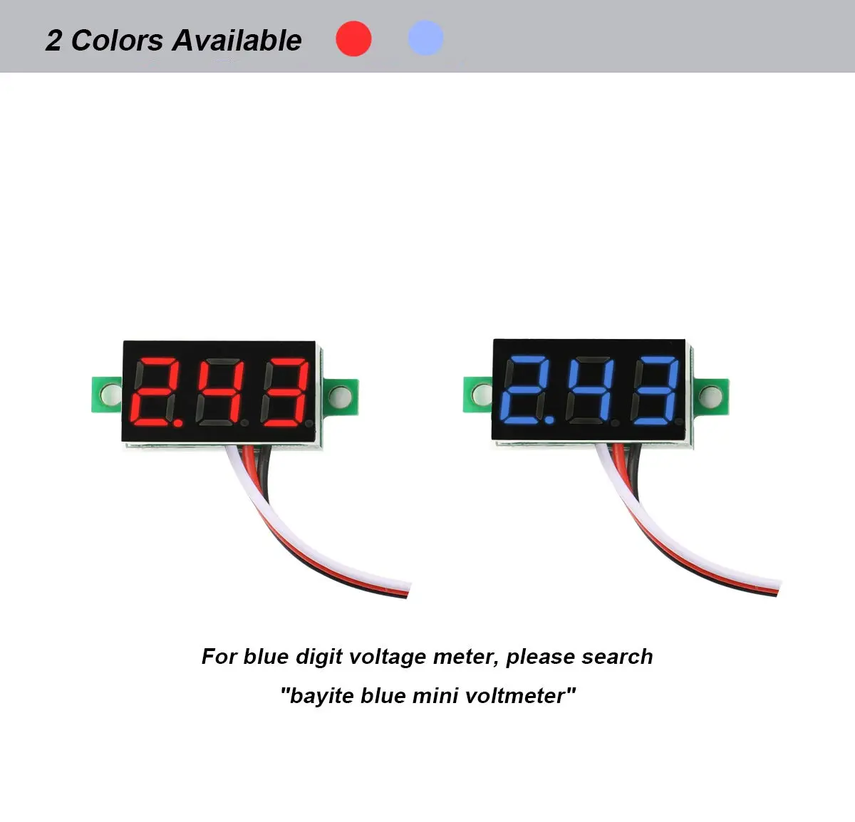 bayite Digital Volt Meter 0-30V | Calibratable, Bright Red LED Display, Reverse Polarity Protection - view 7