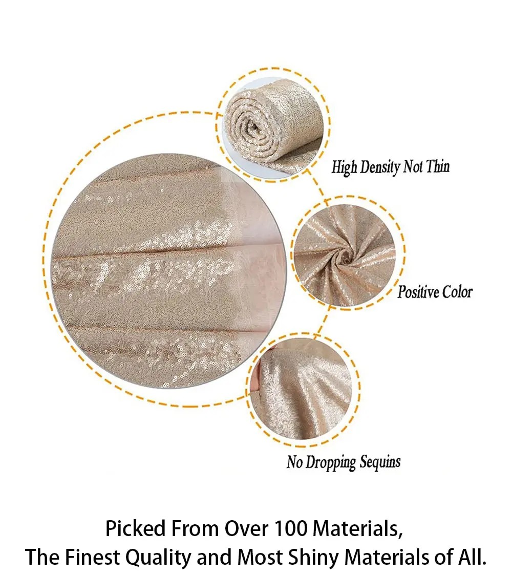 ShiDianYi Sequin Fabric 4 Yards | Elegant Champagne Sequin Material for Weddings & Events - view 3