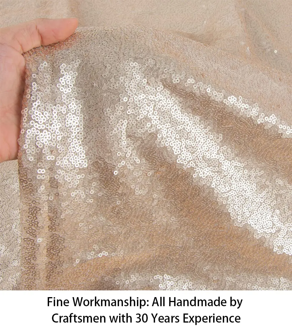 ShiDianYi Sequin Fabric 4 Yards | Elegant Champagne Sequin Material for Weddings & Events - view 4