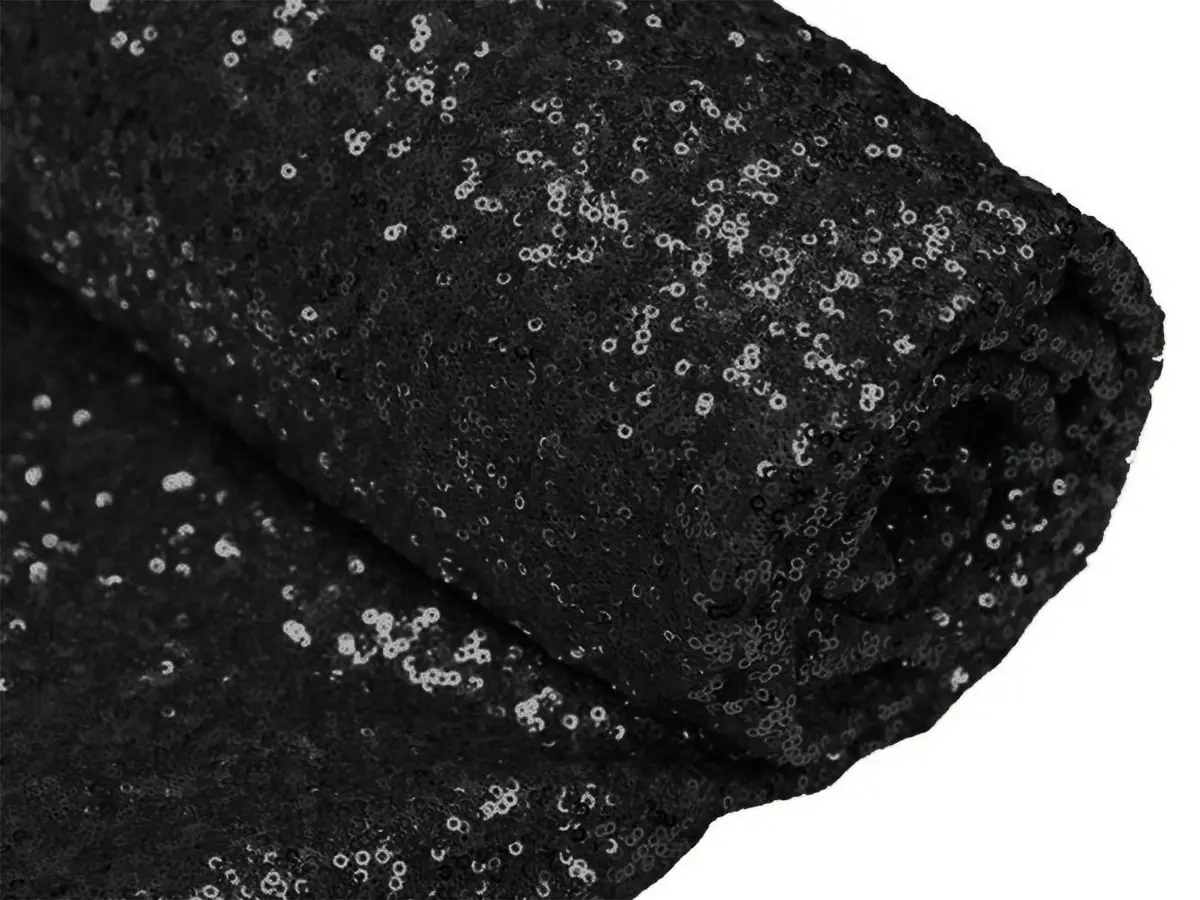 ShiDianYi Sequin Fabric 1 Yard | Sparkling Black Sequin Material for Decorations & Costumes - main product image