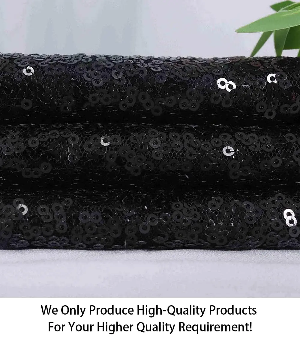 ShiDianYi Sequin Fabric 1 Yard | Sparkling Black Sequin Material for Decorations & Costumes - view 2