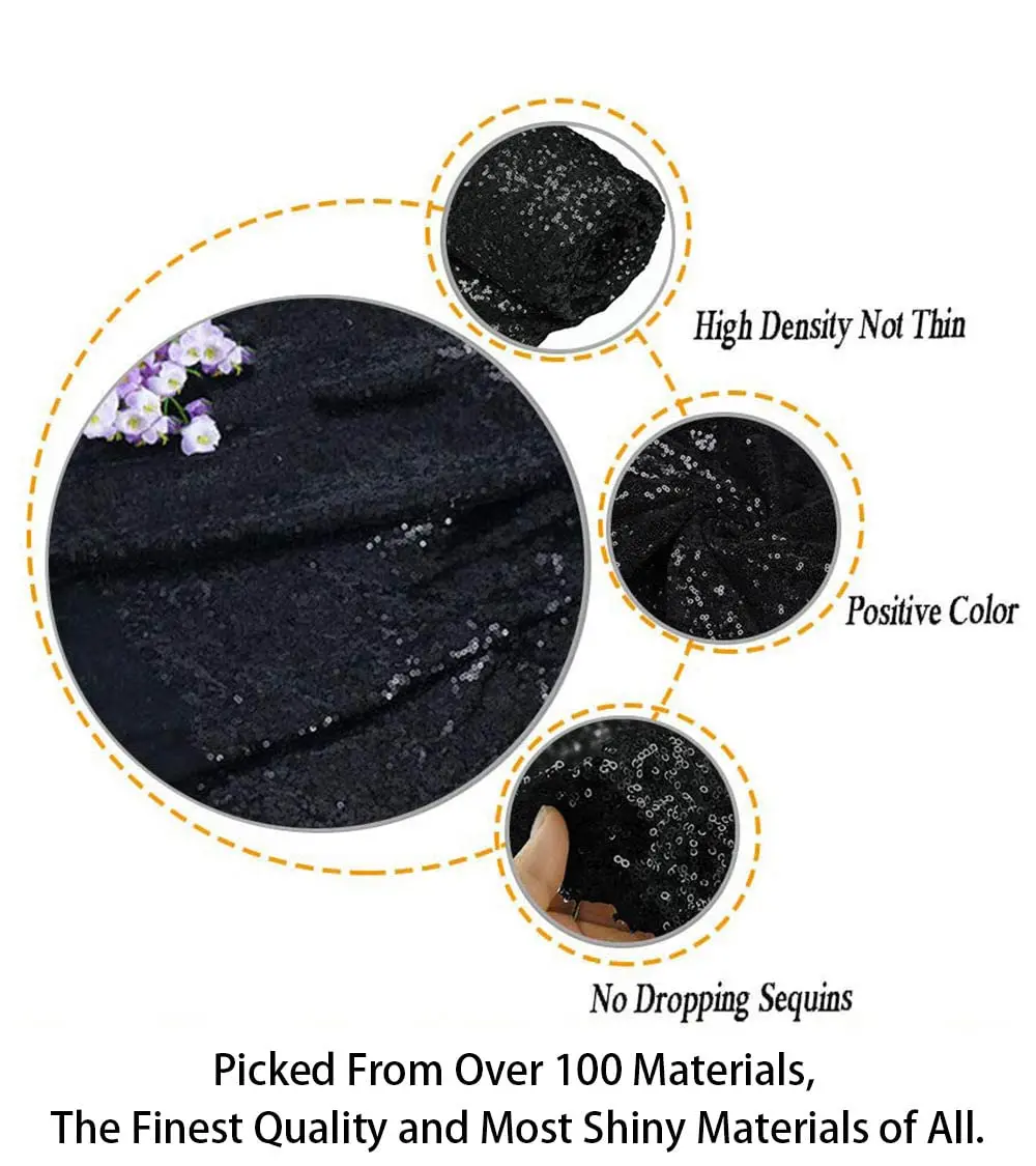 ShiDianYi Sequin Fabric 1 Yard | Sparkling Black Sequin Material for Decorations & Costumes - view 3