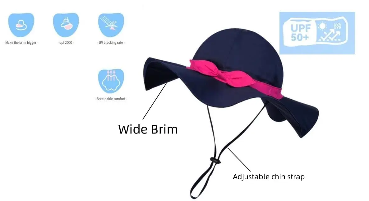 Vimeet Kid Baby Summer Hat Toddler Beach Sun Bucket Hat | Adjustable Cotton Sun Protection - view 2