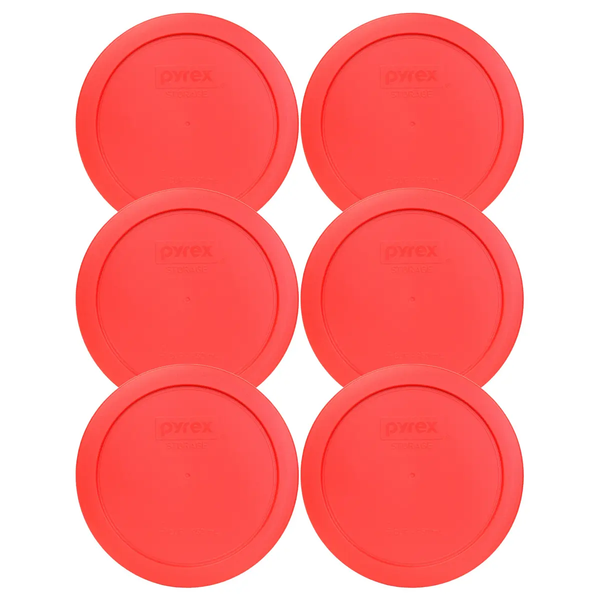 Pyrex 7201-PC (4-Cup) Red Food Storage Lids (6-Pack) | Made in USA, BPA Free, Dishwasher Safe - main product image