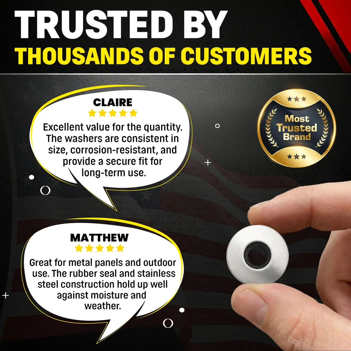 Chenango Supply #14 Neoprene EPDM Bonded Sealing Washer | Stainless Steel 18-8, 5/8 Inch OD, 100 Pieces - view 7