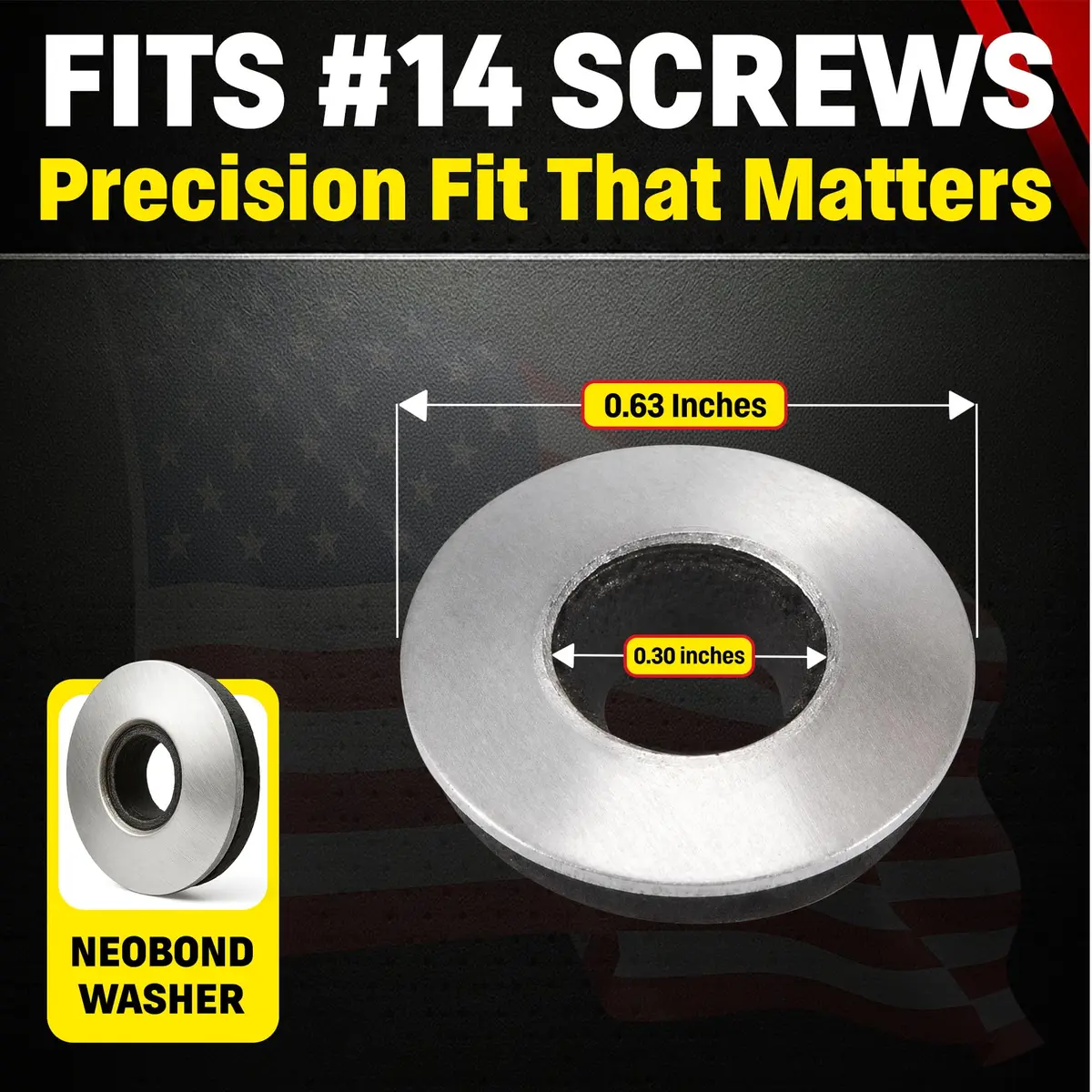 Chenango Supply #14 Neoprene EPDM Bonded Sealing Washer | Stainless Steel 18-8, 5/8 Inch OD, 100 Pieces - view 3