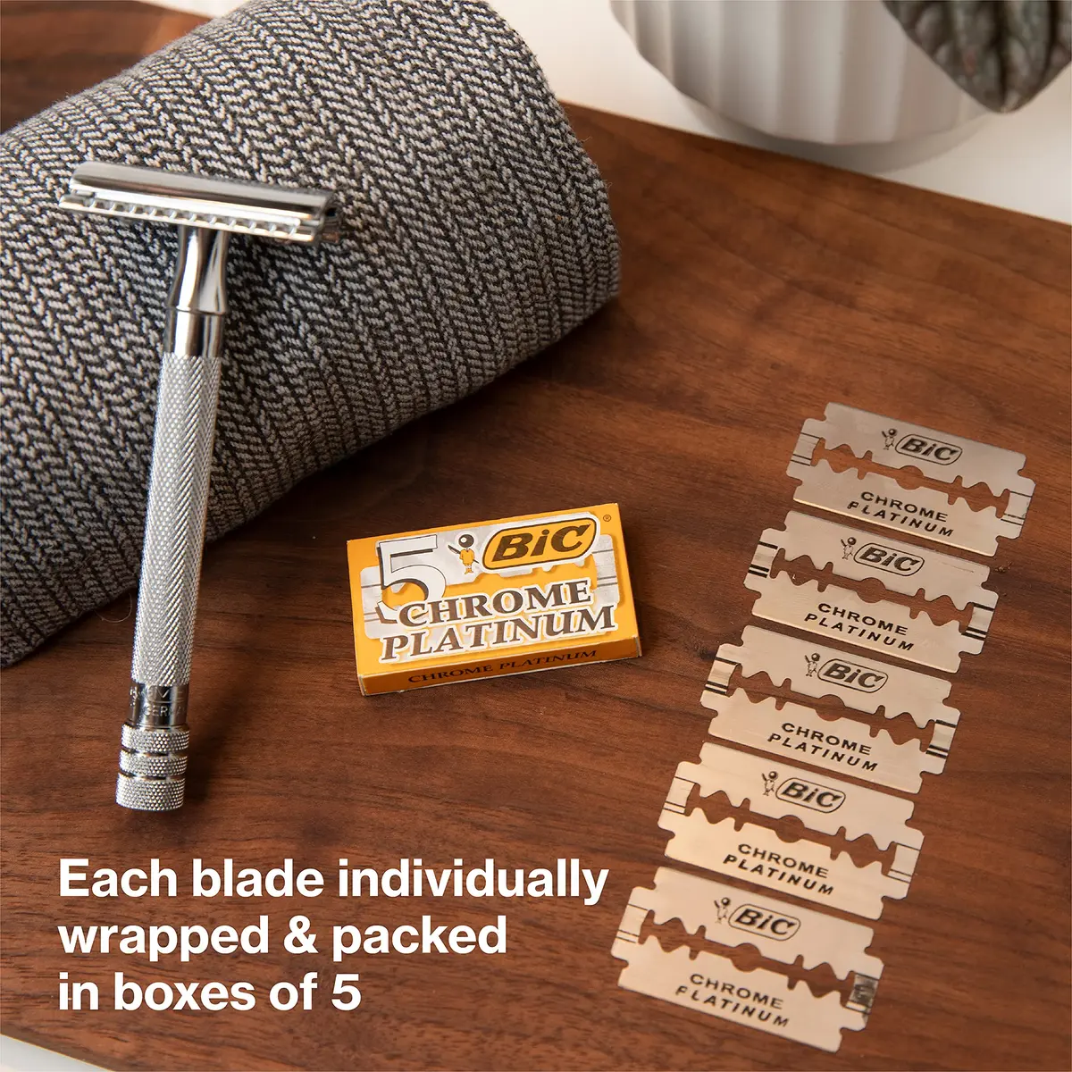 BIC Chrome Platinum Double Edge Safety Razor Blades 100 Pack | Sharp, Corrosion-Resistant, Individually Wrapped - view 2