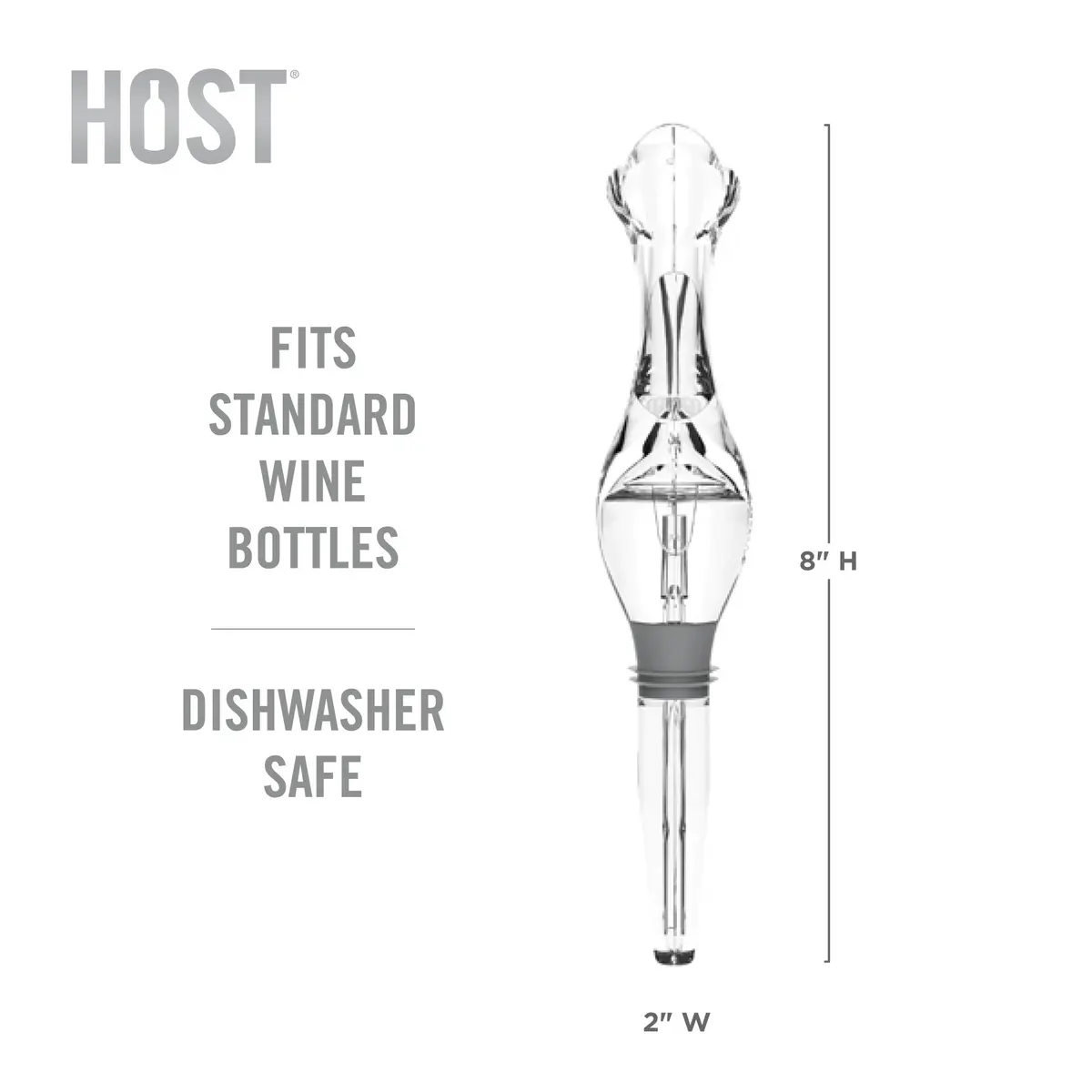 Host Tilt Wine Aerator Pour Spout | Adjustable Bottle Pourer with Stand, Gray, 1 - view 3