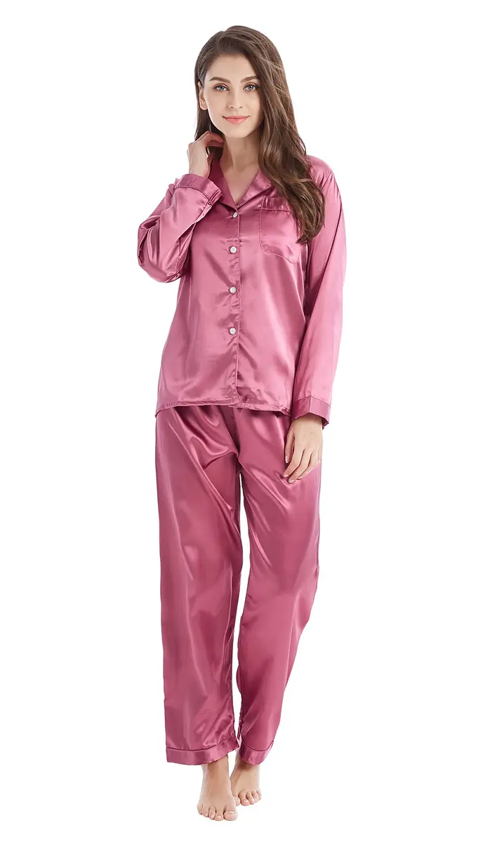 TONY AND CANDICE Women's Classic Satin Pajama Set X-Large | Silk Feel Sleepwear for Women - main product image