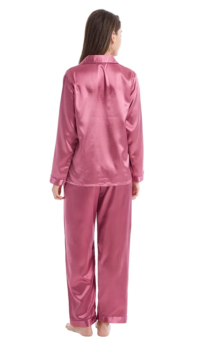 TONY AND CANDICE Women's Classic Satin Pajama Set X-Large | Silk Feel Sleepwear for Women - view 5
