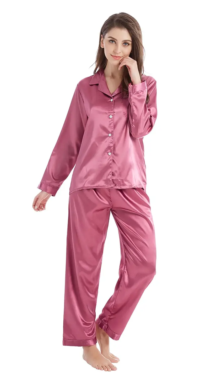 TONY AND CANDICE Women's Classic Satin Pajama Set X-Large | Silk Feel Sleepwear for Women - view 2