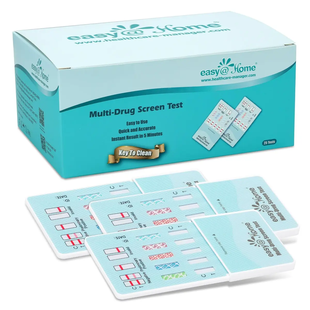 Easy@Home 5 Panel Urine Drug Test Kit, 25 Count | Detects THC, Cocaine, Opiates, Amphetamines & Oxazepam - main product image