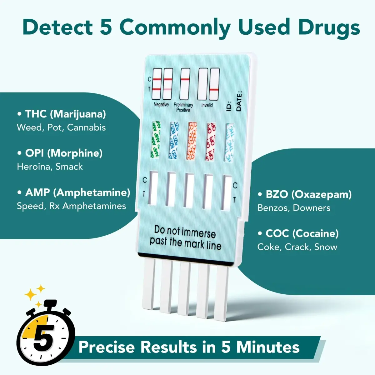 Easy@Home 5 Panel Urine Drug Test Kit | Detects THC, Cocaine, Opiates, AMP, BZO - view 4