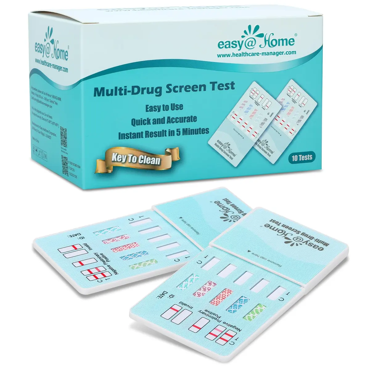 Easy@Home 5 Panel Urine Drug Test Kit, Multi Drug Screening Test, 10 Count | Accurate Home Screening - main product image